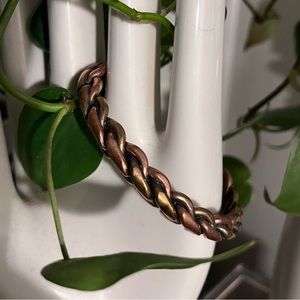 Vintage Braided Two Tone Copper Cuff Bracelet